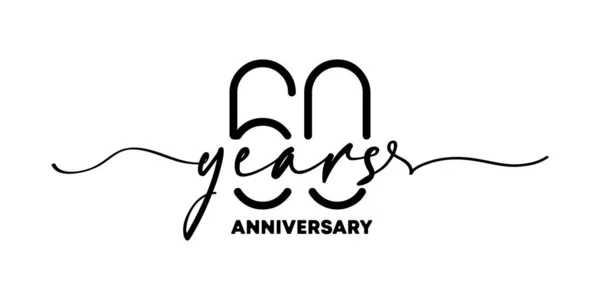 60周年記念の紋章 記念バッジやラベル 60周年記念とお祝いのデザイン要素 1つのラインスタイル Eps 背景に隔離された — ストックベクタ