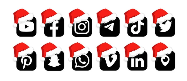 Social Media Icoon Het Zwart Youtube Pinterest Instagram Facebook Tik — Stockvector