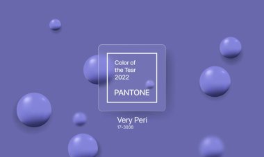 Pantone rengi 2022. 2022 yılının rengi. Moda 2022 Çok Peri renginde. Tasarımcılar için 3 boyutlu arka plan. Vektör arkaplan çizimi