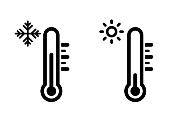 Conjunto Ícones Vetoriais Temperatura Equipamento Termômetro Mostrando Clima Quente Frio — Vetor de Stock