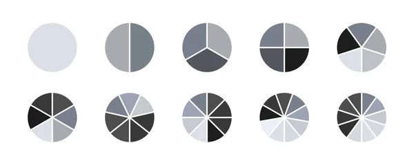 Segmentierte Kreise Bilden Sich Rad Runddiagramm Teilset Kreis Schnitt Graphen — Stockvektor
