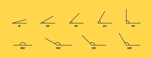 Angle Line Art Icons Set Angle Degree Grade Icon Angle — Stock Vector