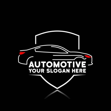 Spor araba logosunun vektör çizimi. Araba şirketi ya da araba servisi logosu şablonu. Lastik montajı. Bakım istasyonu. Vektör 10.