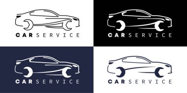 WebCar onarım vektör illüstrasyonu. Teşhisler, lastik montajı, yedek parçalarla pencere tamiri. Profesyonel hizmet kavramı. Vektör 10.