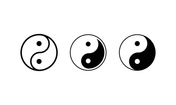 Yin-Yang icons set. Yin Yang hand drawn logo sketch abstract symbol. Vector illustration design. Vector eps 10.