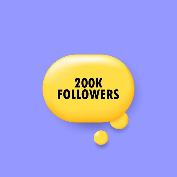 200 000 Follower Banner Mit Sprechblase Mit 200K Follower Text — Stockvektor