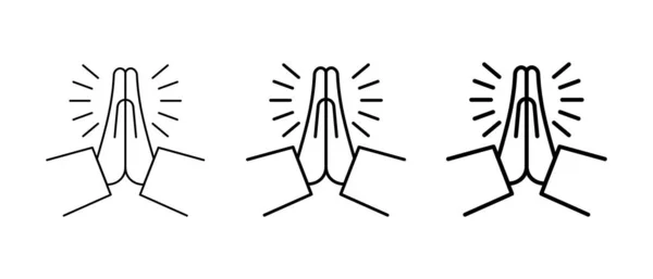 Gefaltete Hände Icons Gesetzt Bitte Hilfe Dankbarkeit Betet Vektor Folge — Stockvektor