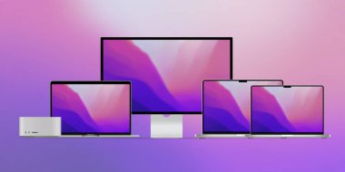 Apple 'ın yeni Macbook profosyoneli. Mac Stüdyosu. Macbook profesyoneli. Apple Stüdyo Görüntüleme Bilgisayar Monitörü. Laptop ekran modeli, defter Macbook havası. Dizüstü bilgisayar modeli. Gerçekçi vektör
