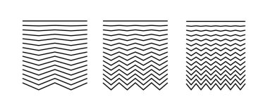 Zigzag çizgisi simgesi ayarlandı. Dalga hattı. Geometrik dekorasyon elementi. Vektör illüstrasyonu EPS 10.