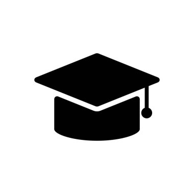 Mezuniyet şapkası ikonu. Üniversite ya da dövüş okulu mezuniyetin kutlu olsun. Vektör illüstrasyonu EPS 10.