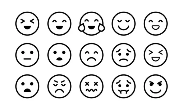 Emoticon Set Icoon Lachen Huilen Liefde Lachen Verrassing Tong Woede — Stockvector