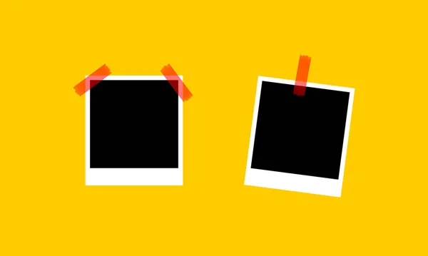 黄色背景上红色贴纸上的白色框架 用渐变来说明矢量 你的照片 图像的框架 摄影师的概念 商业和广告的矢量线图标 — 图库矢量图片