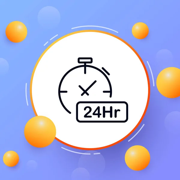 Stopwatch Hour Sign Line Icon Time Clock Service Twenty Four — 图库矢量图片