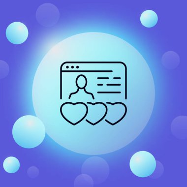 Kişisel veri satırı simgesine sahip web sitesi. Kalp, dostum, dosya, bilgi, internet, özel, araştırma. İş konsepti. Glasmorfizm tarzı. İş ve Reklamcılık için vektör satırı simgesi.