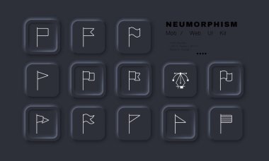 Başarı bayrakları simge oluşturdu. Hedefler, hedefler, ulaşım, kişisel, çalışan, iş adamı, üst düzey, hedef. İş konsepti. Neomorfizm tarzı. İş ve Reklamcılık için vektör satırı simgesi.