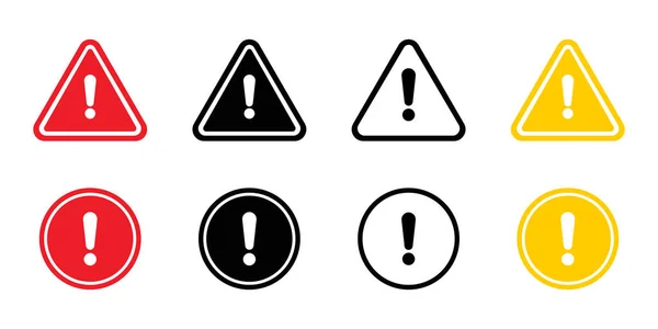 Warning Signs Exclamation Points Set Icon Road Traffic Triangle Caution — 스톡 벡터