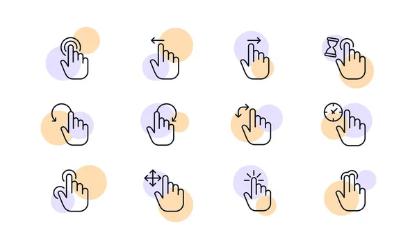 Control Gestures Set Icon Touch Screen Index Finger Arrow Press — Stockvector