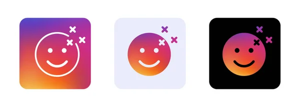 Gradient Colored Emoticons Stars Vector Illustration Social Network Media Smile — ストックベクタ