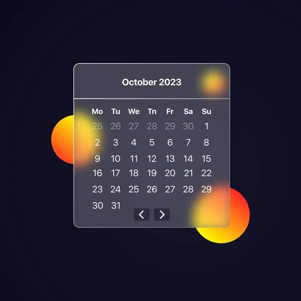 Жовтень 2023 Значок Лінії Календаря Розклад Осінь Рік Місяць День — стоковий вектор