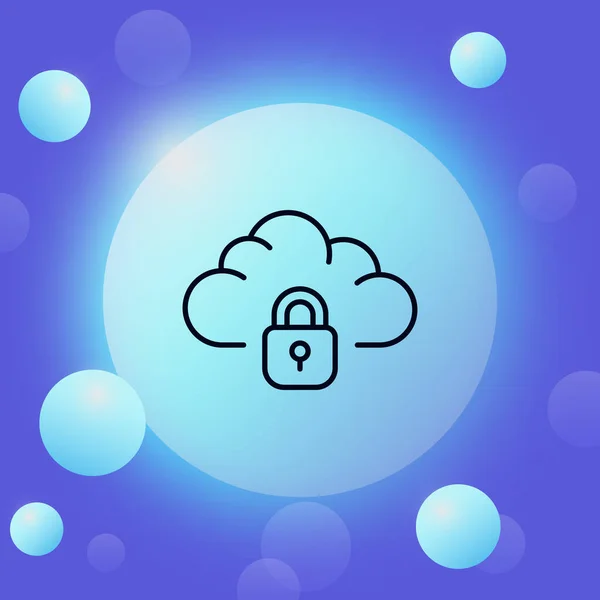 Cloud Lock Line Icon Cloud Storage Safety Store Information Personal — Stockvektor