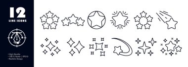 Stars set icon. Rating, rate the service, evaluation, feedback, review, user, reaction, comment, like, dislike, top, app, online. Communication concept. Vector line icon for Business and Advertising.