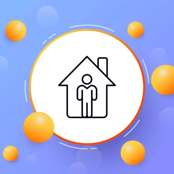 Man House Line Icon Stay Home Live Residence Housing Accommodation — Stock Vector