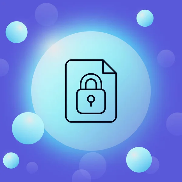 Document Lock Line Icon Private Personal Information Protection Confidential Data — Stockový vektor