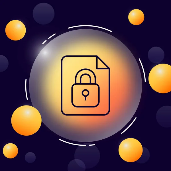 Document Lock Line Icon Personal Information Private Confidential Data Restricted — Image vectorielle