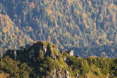 Sonbaharda, güneşli bir günde, dağ sıraları