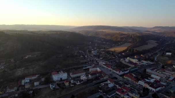 Aerial Flight Town Letovice Ketnka Dam Sunset Czech Republic — Stockvideo