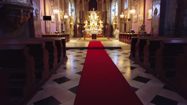 Bazilika Minora Návštěva Panny Marie Svátku Kopečku Olomouc Probíhající Modlitba — Stock video
