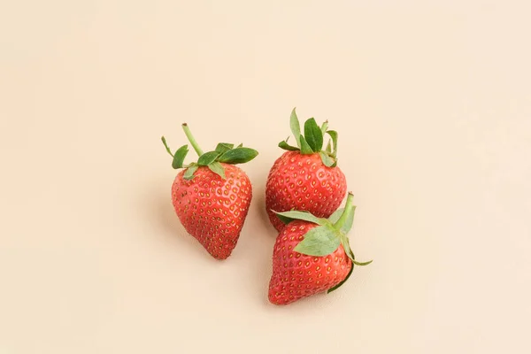 Strawberry Fresh Juicy Strawberries Leaves Close Selective Focus — Stock Photo, Image