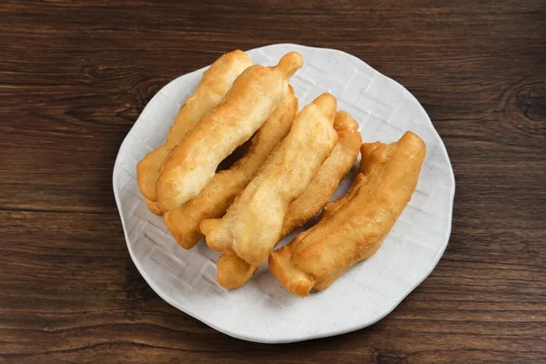 Cakwe Cakue Youtiao Lanche Tradicional Chinês Longa Faixa Massa Frita — Fotografia de Stock