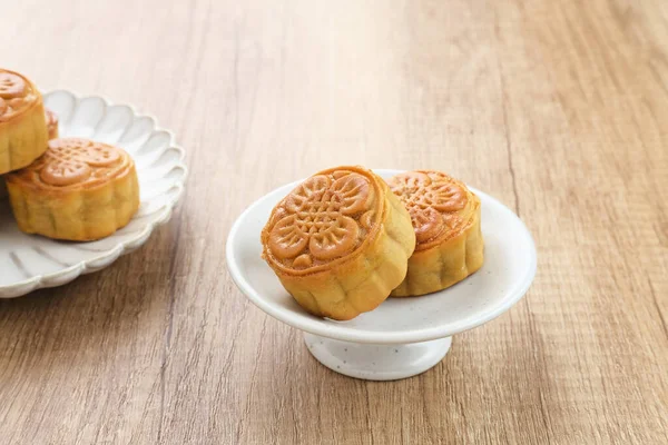 Moon Cake Une Collation Traditionnelle Chinoise Populaire Pendant Fête Automne — Photo