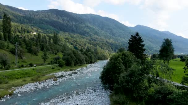 Aerial Drone Mountain Landscape Torrent — Stock Video