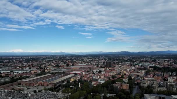 Drone Aéreo Paisaje Por Mañana Ciudad Legnano Italia — Vídeo de stock