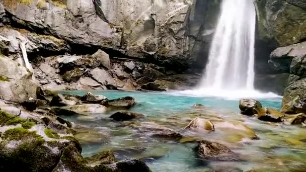 Spectacular Alpine Waterfall Casina Muta Italy — стокове відео