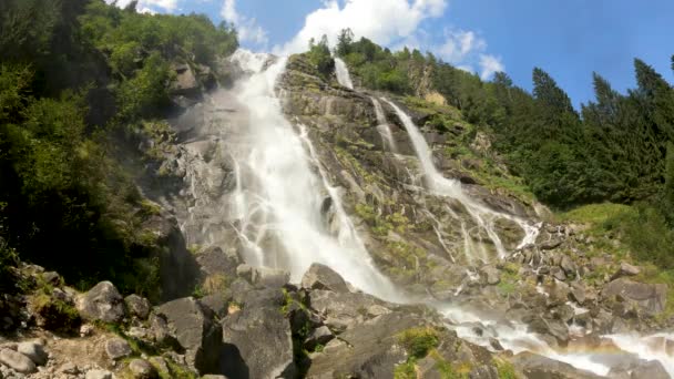 Alpint Landskap Nardis Vattenfall Italien — Stockvideo