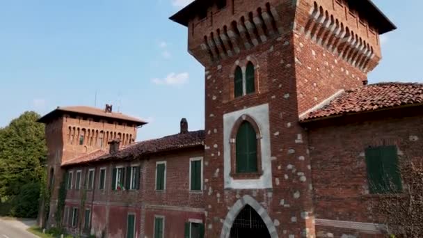 空中ドローン イタリアの中世の城の風景 — ストック動画