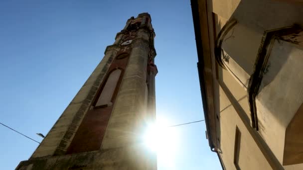 Overview Bell Tower Church San Giovanni Battista Marano Ticino Italy — стокове відео