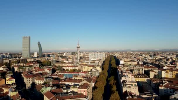 Letecký Dron Italské Památky Arco Della Pace Milan Itálie — Stock video