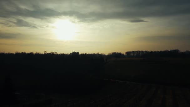 Drohne Aus Der Luft Landschaft Bei Sonnenuntergang Der Italienischen Landschaft — Stockvideo