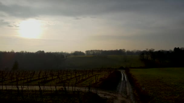 Drone Aéreo Paisaje Invierno Campo Italiano — Vídeo de stock