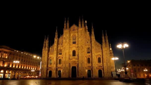 Milan Duomo Daki Gece Manzarası — Stok video