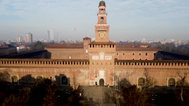 Drone Aéreo Paisagem Sobre Castello Sforzesco Milão — Vídeo de Stock