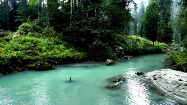 Εναέρια Drone Αλπικό Τοπίο Γαλάζια Λίμνη — Αρχείο Βίντεο