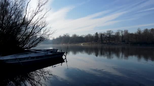 Paisaje Con Barcos Río — Vídeos de Stock