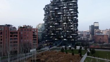 Aerial Drone - Winter Landscape with Fog over Milan