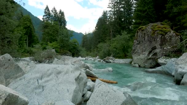 Alpine Landschap Met Torrent Turquoise Water — Stockvideo