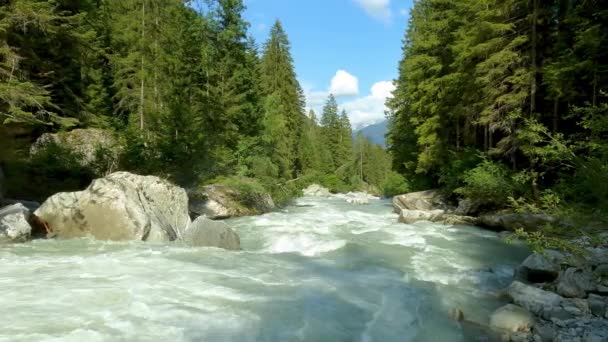 Visão Geral Alpina Sobre Uma Torrente Das Dolomitas — Vídeo de Stock